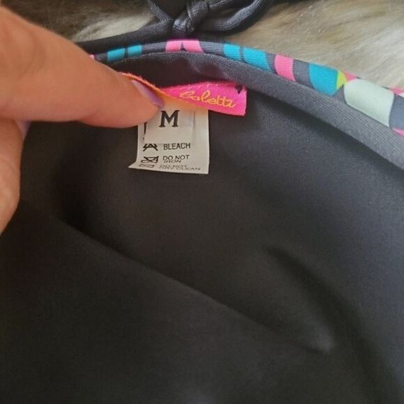 BIANCA COLETTI Womens 2 Piece Bikini Medium Geometric Retro Halter Triangle - Picture 12 of 13